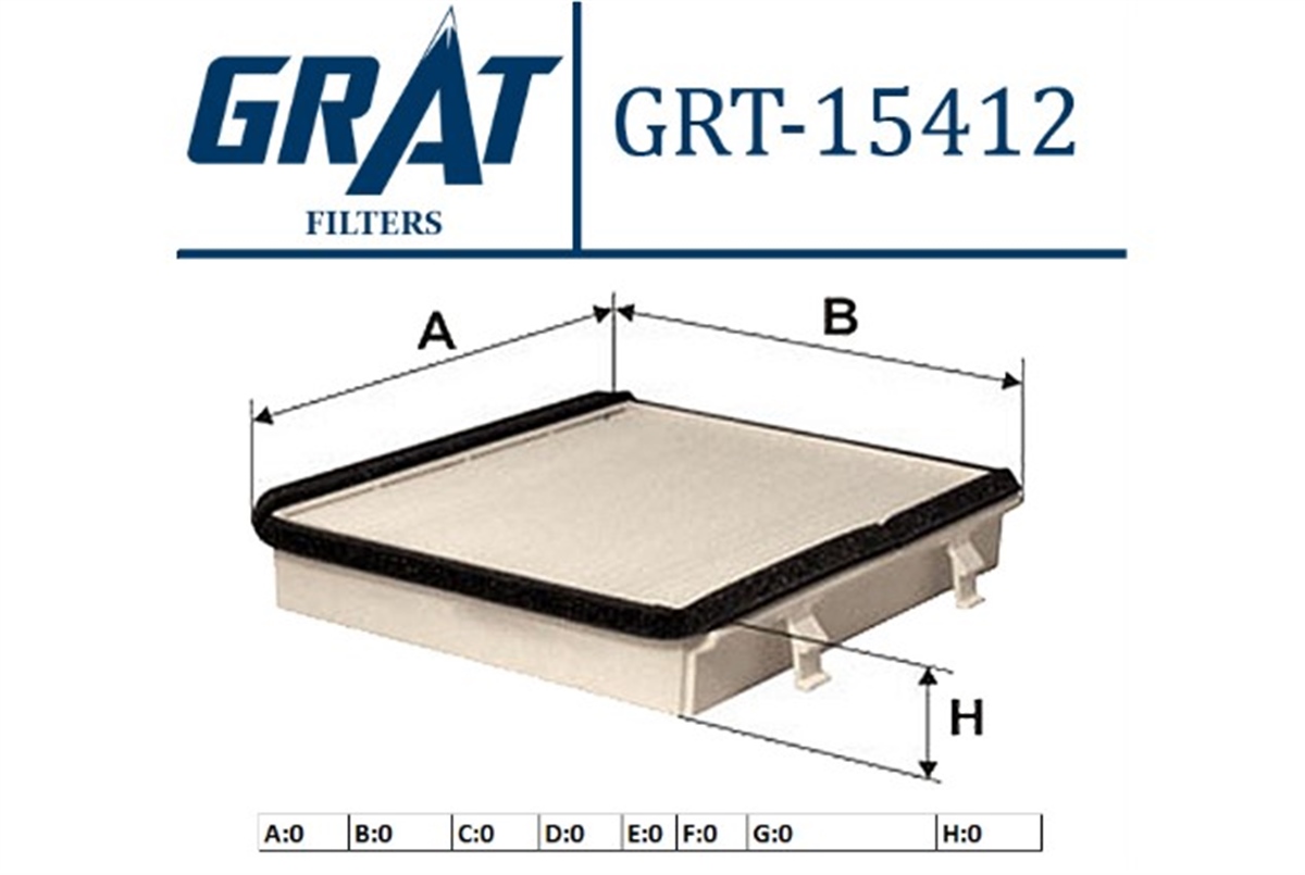 YEDEK PARÇAKABIN FILTRESI  VW GOLF I II 86-90 / JETTA II 84-91/ SEAT  TOLEDO I 91-99  -GRT-15412GRATGRT-15412