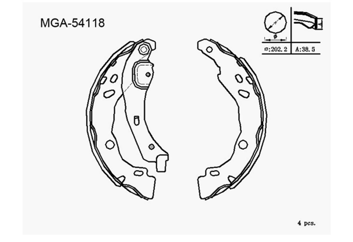 YEDEK PARÇAKAMPANA BALATA LEVYELI   RENAULT CLIO II  06 -  / PEUGEOT 301 ELYSEE 02 - 06 7701207178 -MGA-54118MGAMGA-54118