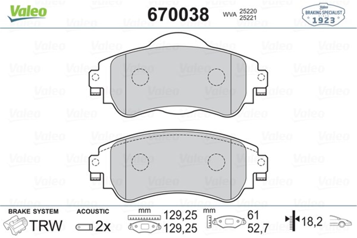YEDEK PARÇAÖN BALATA C4 B7 1.4 VTI 09 C4 1.6 HDI 11-2009 DS4 1.6 HDI 1. 4.2011 VALEO 670038VALEOVALEO 670038
