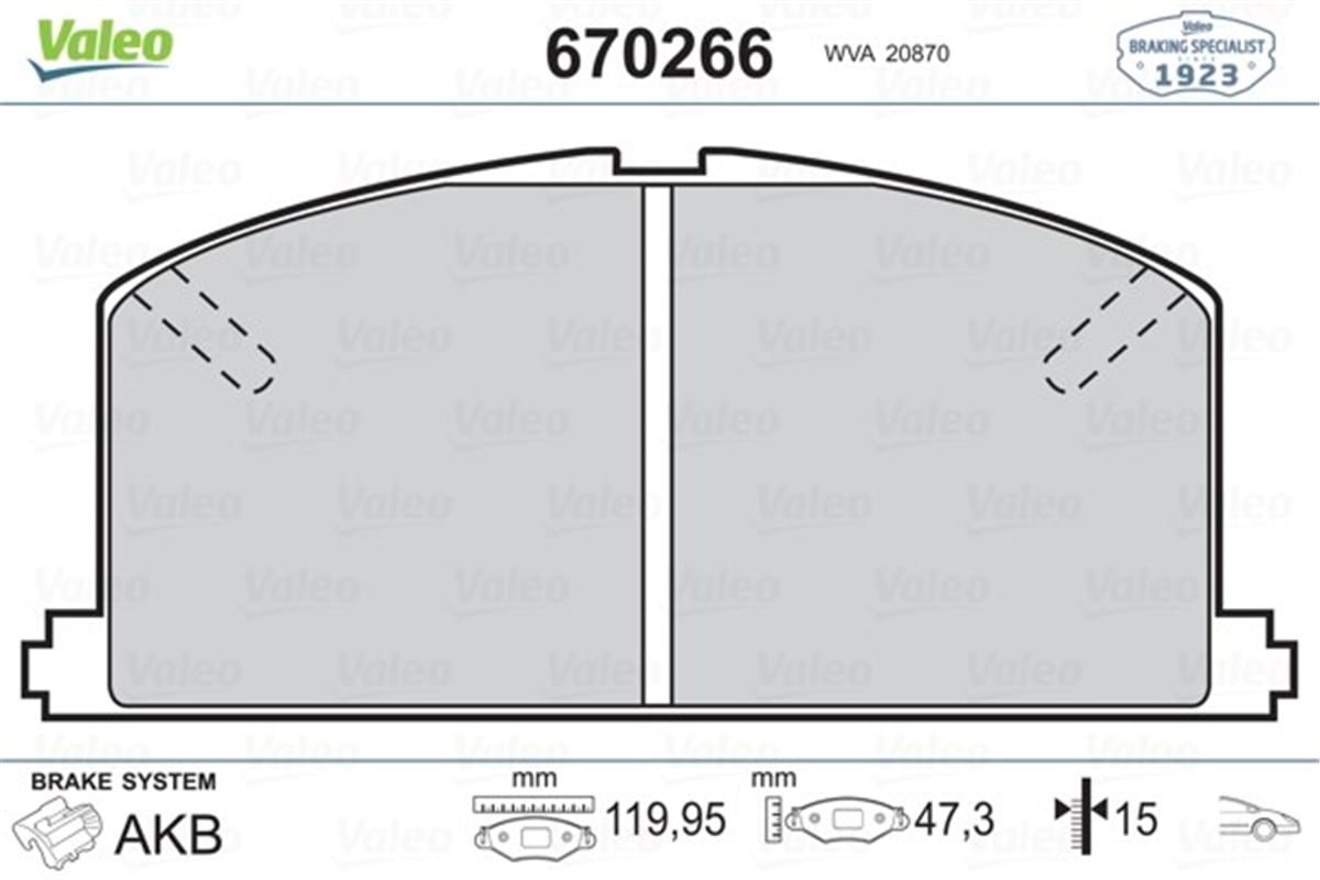 YEDEK PARÇAÖN BALATA CAMRY 85-86 VALEO 670266VALEOVALEO 670266