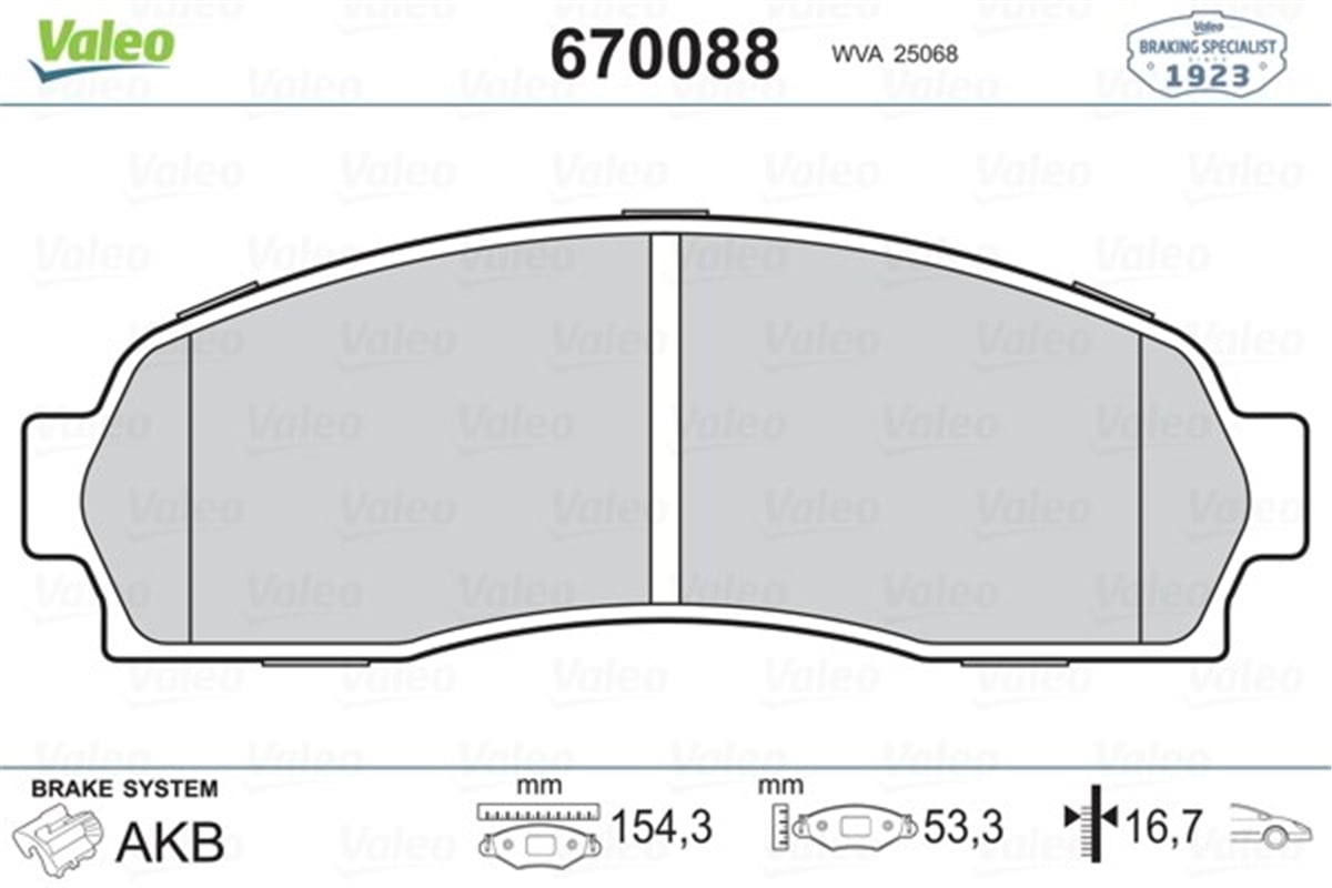 YEDEK PARÇAÖN BALATA EXPLORER 96-01 VALEO 670088VALEOVALEO 670088