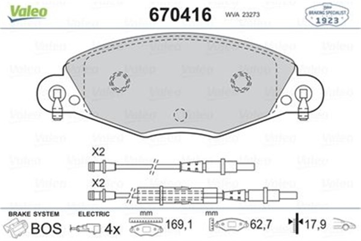 YEDEK PARÇAÖN BALATA FİŞLİ B.Y TİP C5 2.0 HDİ 04 2.2 HDİ 3.0 V6 01 VALEO 670416VALEOVALEO 670416