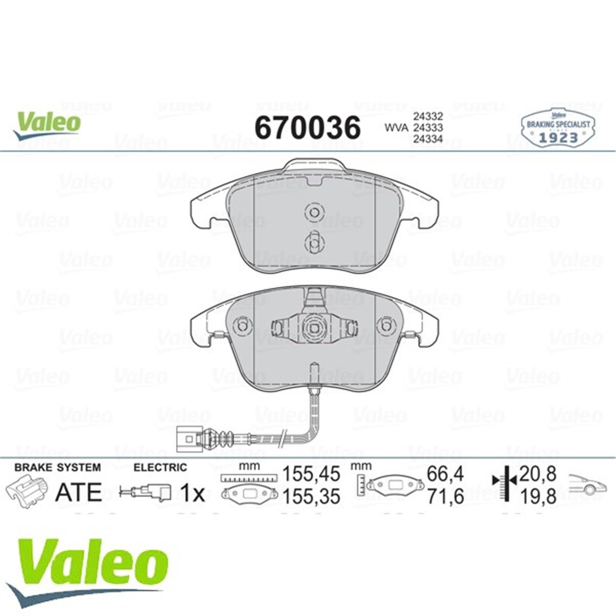 YEDEK PARÇAÖN BALATA TIGUAN-Q3 10 GDB1762 VALEO 670036VALEOVALEO 670036