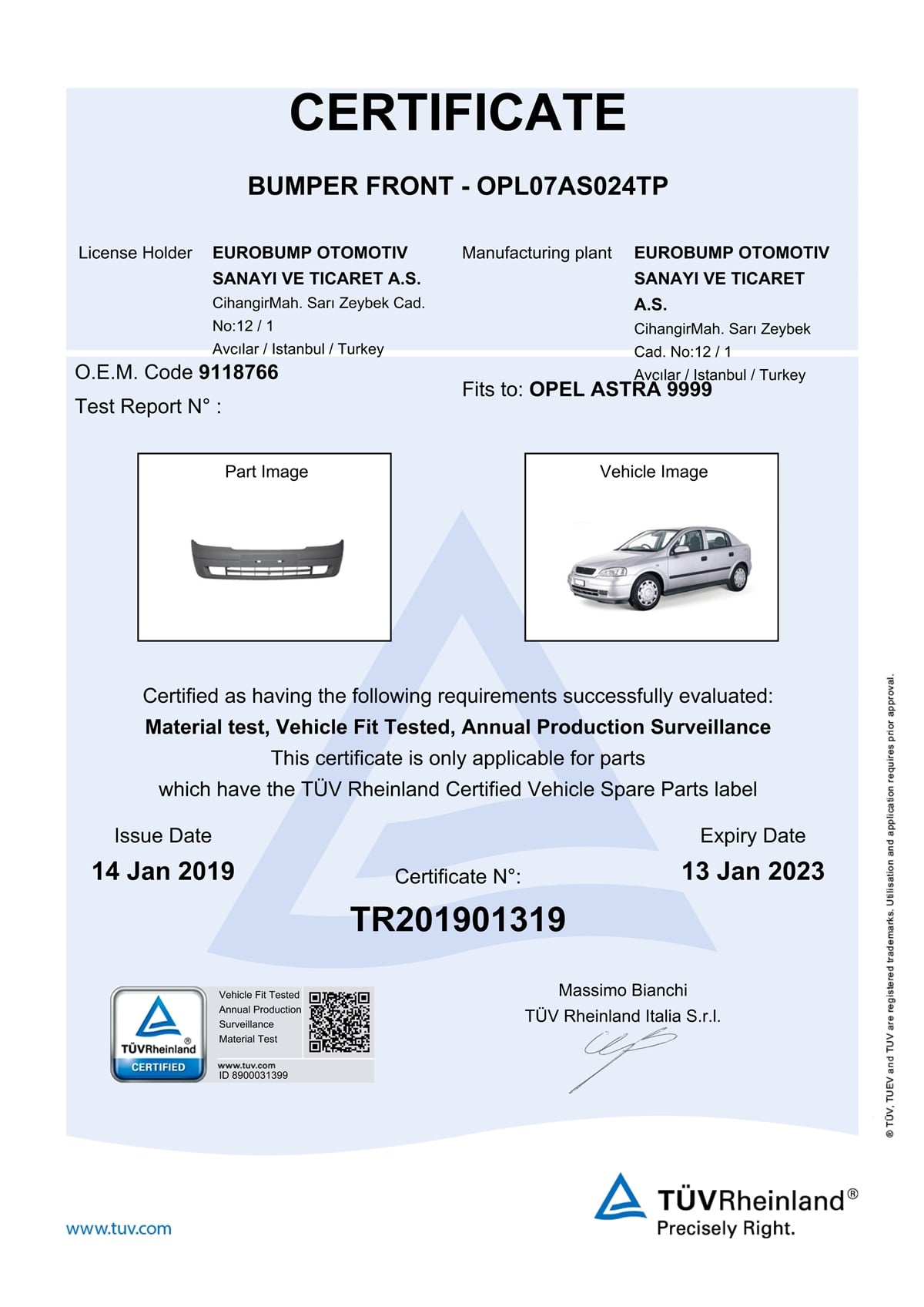 YEDEK PARÇAOPEL ASTRA ÖN TAMPON DELİKLİ ASTARLI 98-03 / TÜV ORJİNAL REF. NO: 9118766 UYUMLU OPL07AS024TPDEGAOPL07AS024TP