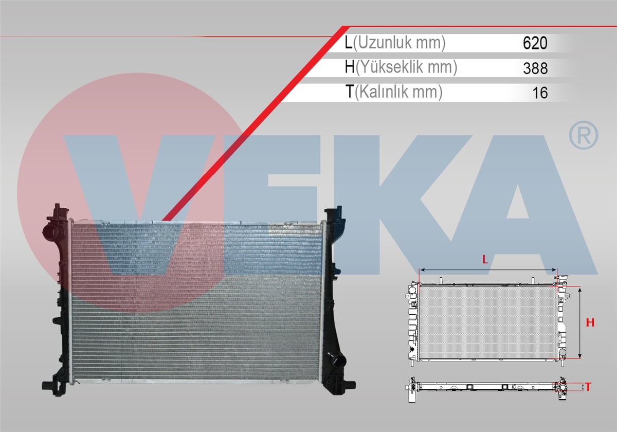 YEDEK PARÇASU RADYATÖRÜ BRAZİNG EGEA 1.3 MJT 2015>VEKA16-1837B