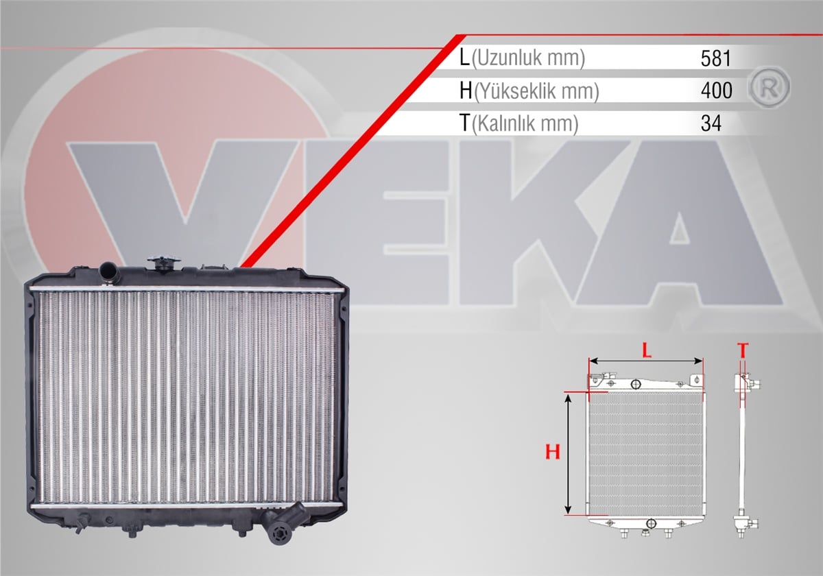 YEDEK PARÇASU RADYATÖRÜ H100 2.5 D M-T 1993-2004VEKA16-2105