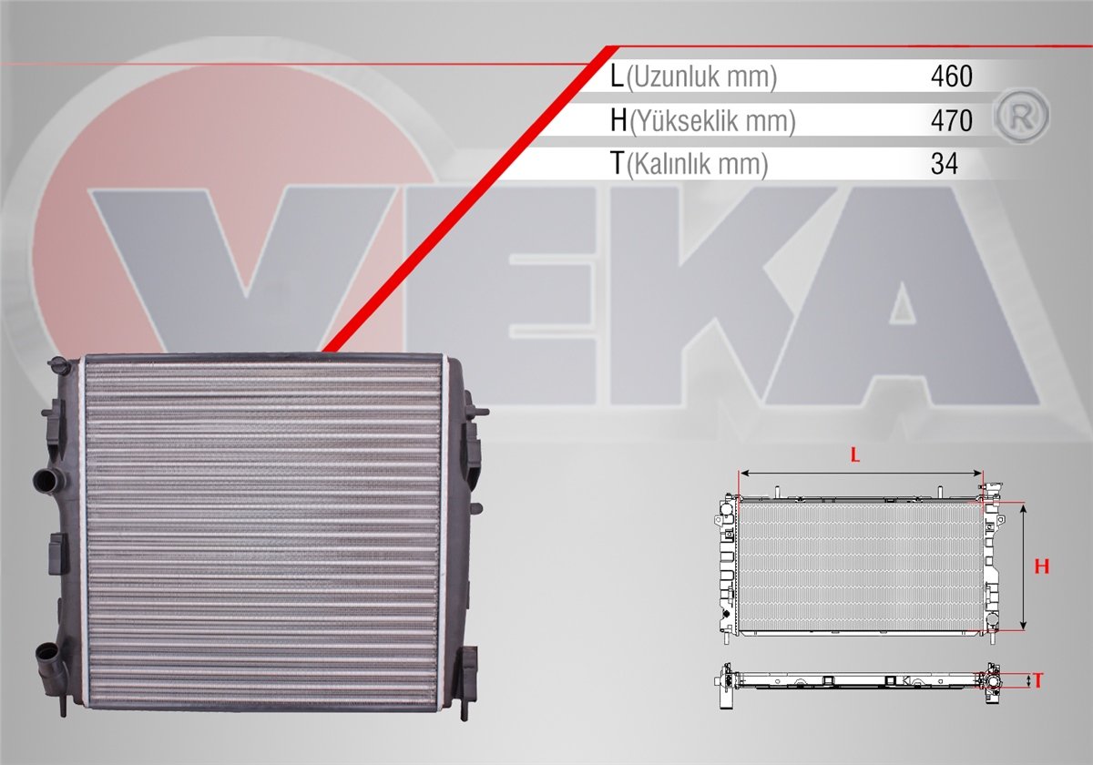 YEDEK PARÇASU RADYATÖRÜ KANGOO KC0/1 1.5 DCI M-T AC+ 1998-2008VEKA16-3506