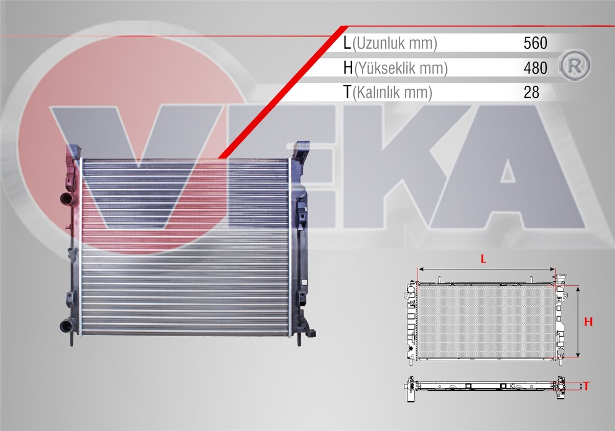YEDEK PARÇASU RADYATÖRÜ KANGOO KW0/1 1.5 DCI 6 VİTES M-T AC+ 2008>VEKA16-3541
