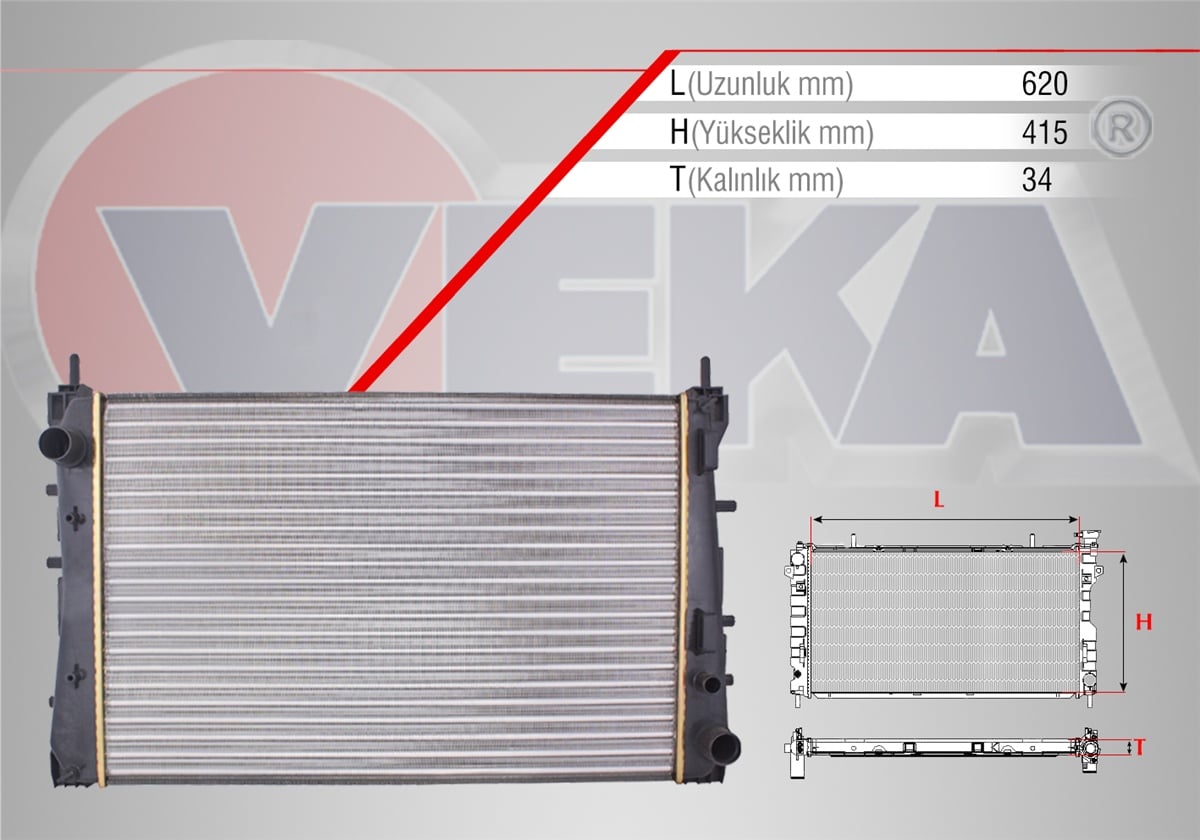 YEDEK PARÇASU RADYATÖRÜ LİNEA 323 1.3 MJT 90 HP M-T 2007>VEKA16-1812