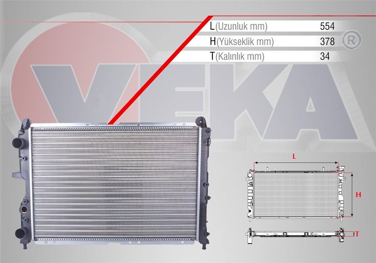 YEDEK PARÇASU RADYATORU MEKANIK FIAT TEMPRA 2.0i M-T 1992-1999  16-1822;SU RADYATORU MEKANIK FIAT TEMPRA 2.0i M-T 1992-1999VEKA16-1822