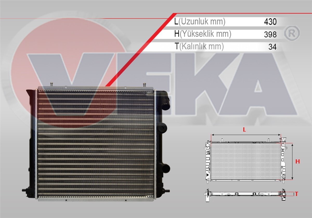 YEDEK PARÇASU RADYATORU MEKANIK R19 1.4 (ENJEKSIYONLU)VEKA16-3558