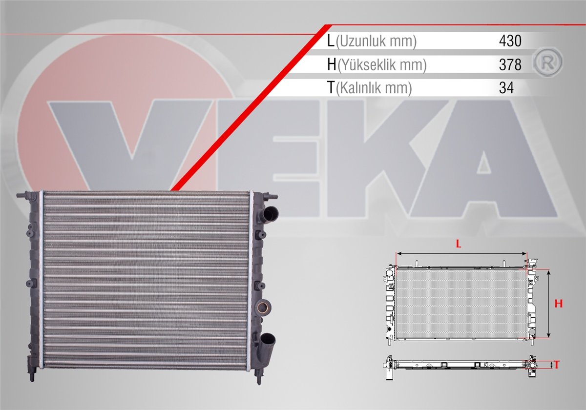 YEDEK PARÇASU RADYATÖRÜ R19 1.4 KARBURATORLU KLIMASIZ M-T 1988-2001VEKA16-3534