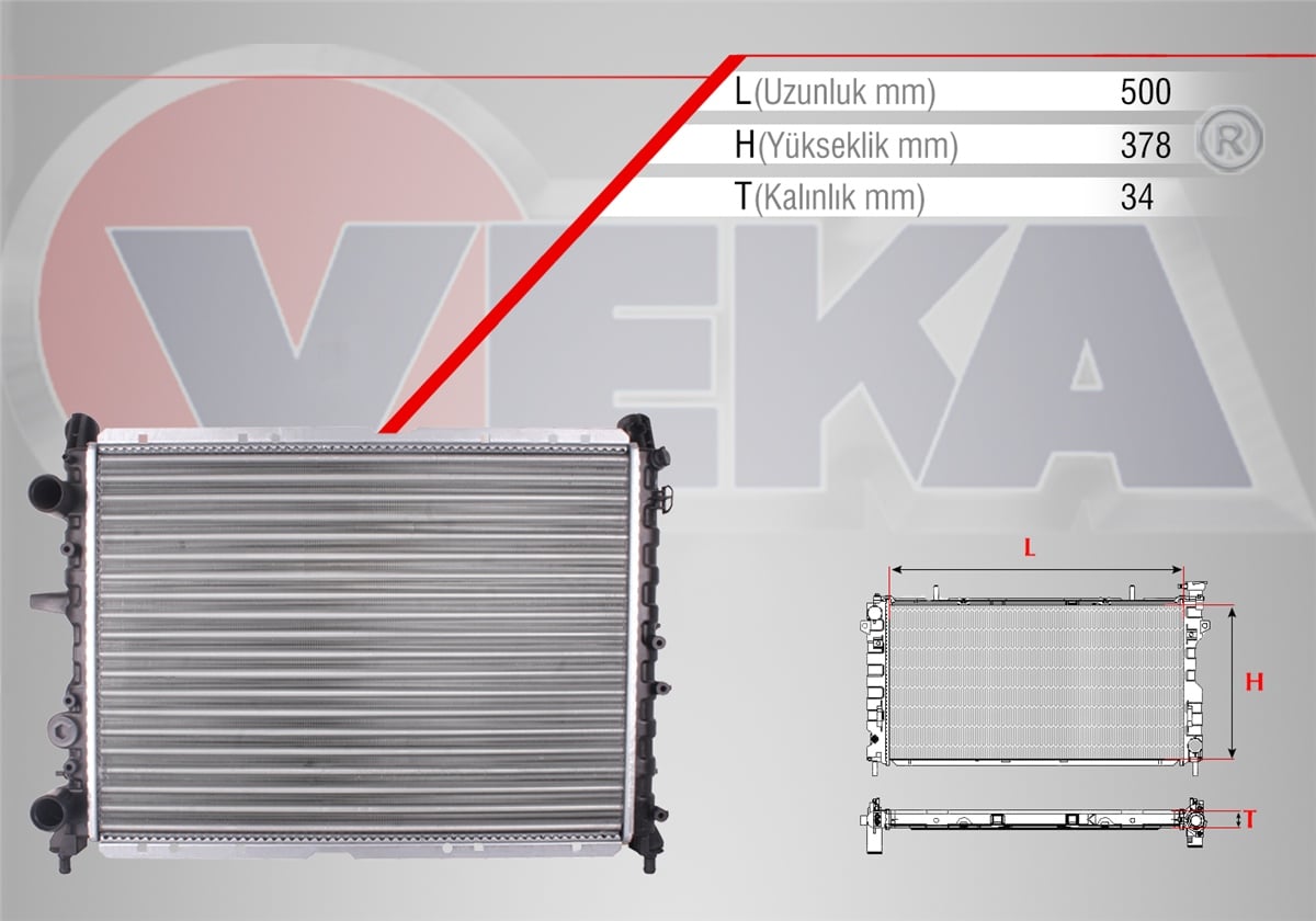 YEDEK PARÇASU RADYATÖRÜ TEMPRA 1.6i M-T 1992-1999 50cmVEKA16-1810