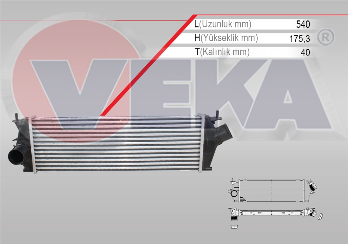 YEDEK PARÇATURBO RADYATÖRÜ (İNTERCOOLER) TRAFİC II 2.0 DCI 2001-2014VEKA42-3509