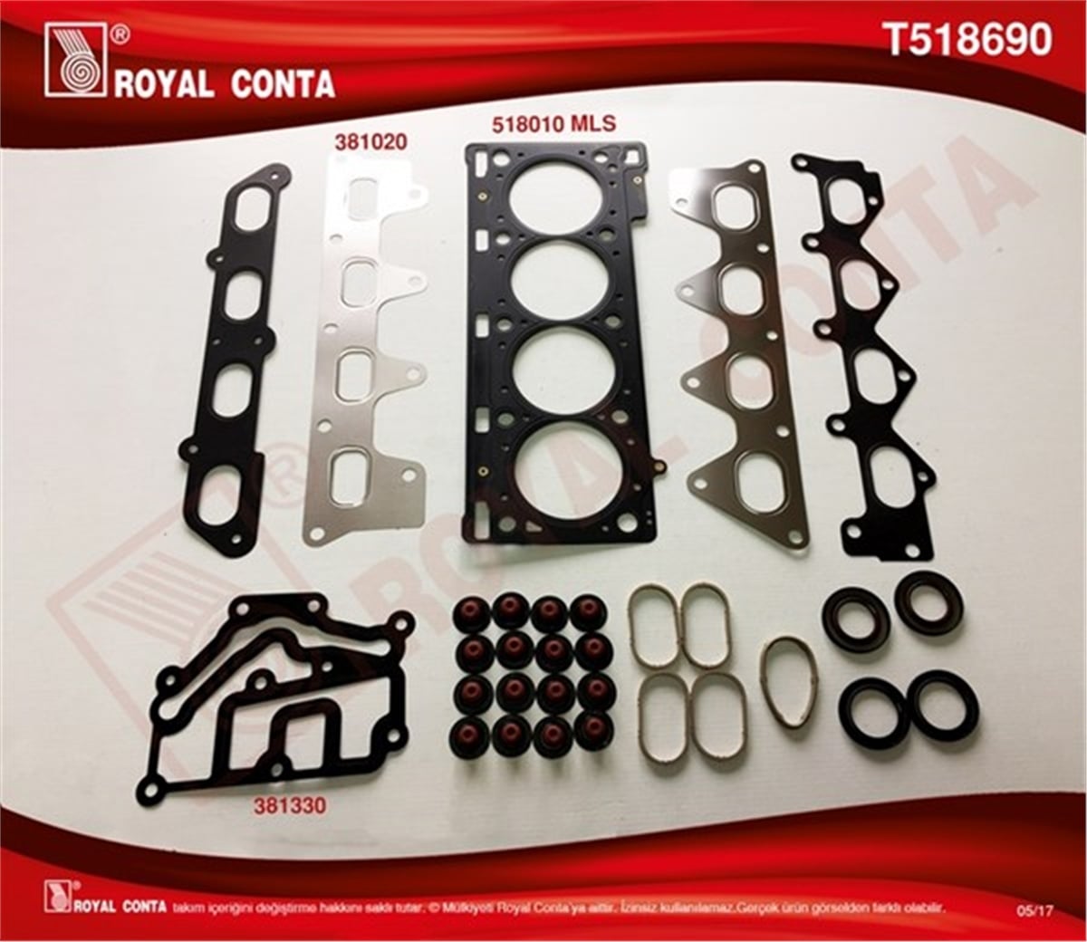YEDEK PARÇAÜST TAKIM CONTA SİLİNDİR KAPAK CONTASI Lİ LGN II 1.8-2.0 16V F4R-F4P REİNZ KEÇELİ VE SUBAP LASTİKLİ ROYAL T518690ROYALROYAL T518690