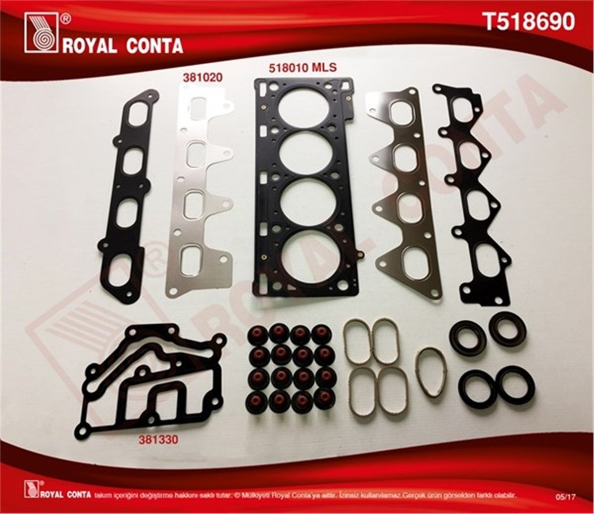 YEDEK PARÇAÜST TAKIM CONTA SİLİNDİR KAPAK CONTASI Lİ LGN II 1.8-2.0 16V F4R-F4P REİNZ KEÇELİ VE SUBAP LASTİKLİ ROYAL T518690ROYALROYAL T518690