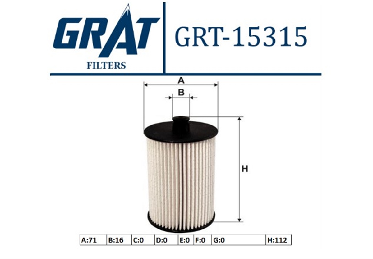 YEDEK PARÇAYAKIT FILTRESI VOLVO S60-S80-V70-XC70-XC90 01-09 /  VW  LT35 LT46 2.8TDI 02--  2D0127159 -GRT-15315GRATGRT-15315
