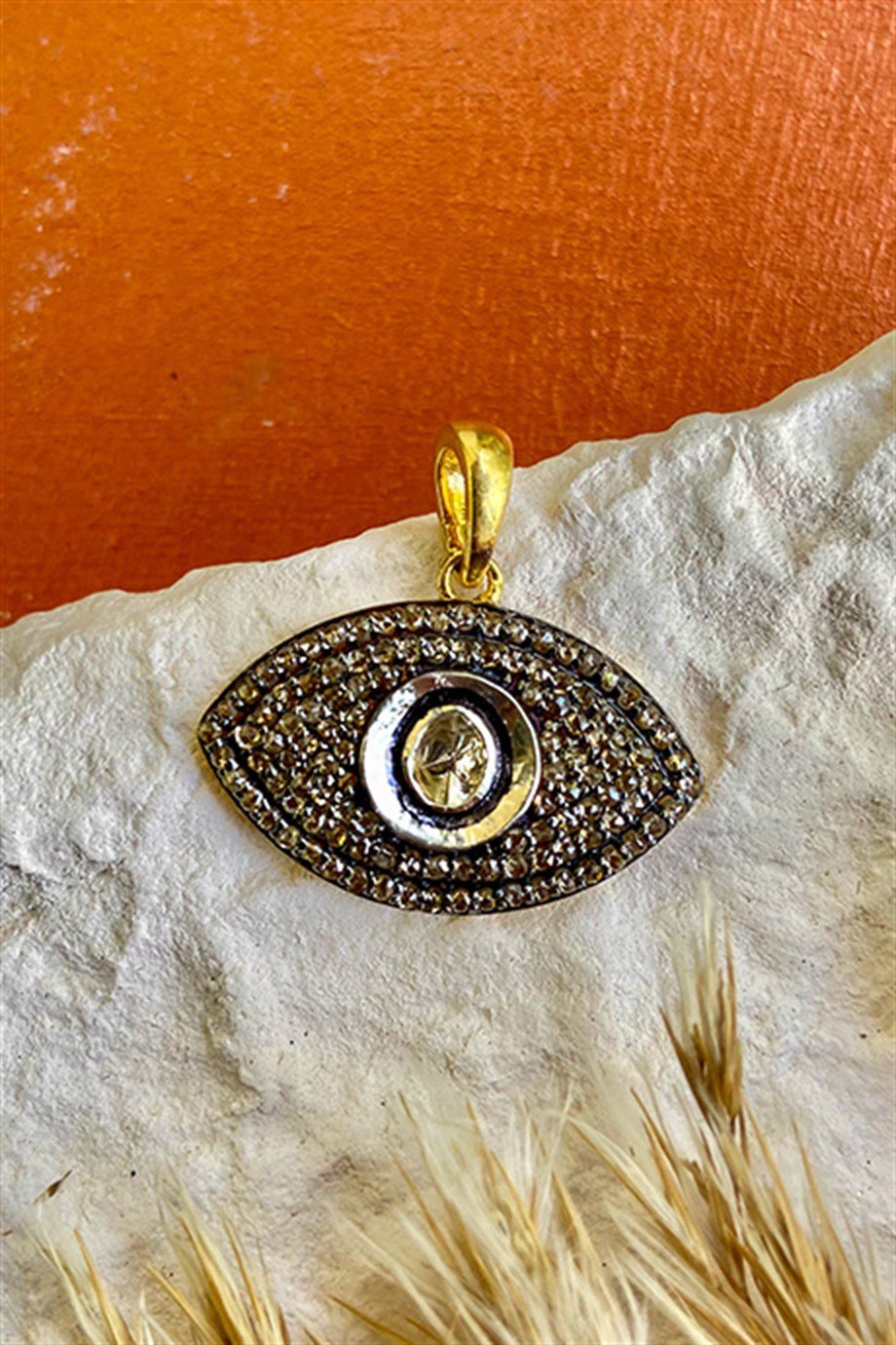 Evil Eye Ham Elmas Kolye Ucu-Büyük