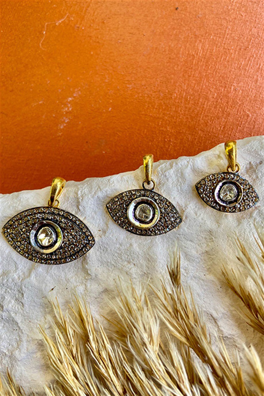Evil Eye Ham Elmas Kolye Ucu-Büyük
