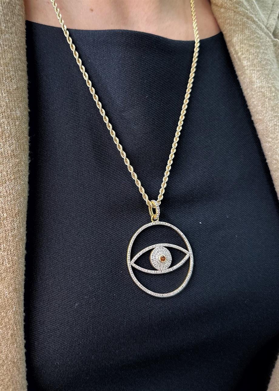 Garnet Taşlı Elmas Kolye 