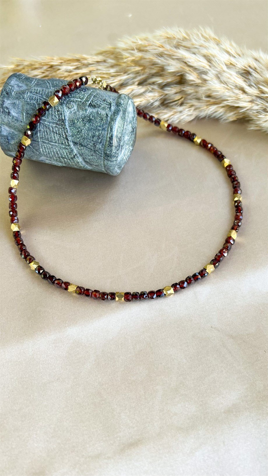 Garnet ve Lal Taşı Mix Kolye