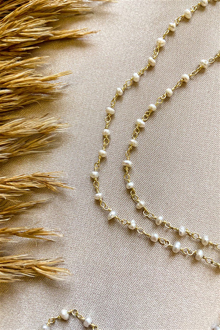 İnci Altın Kaplama Gümüş Rosary Kadın Kolye