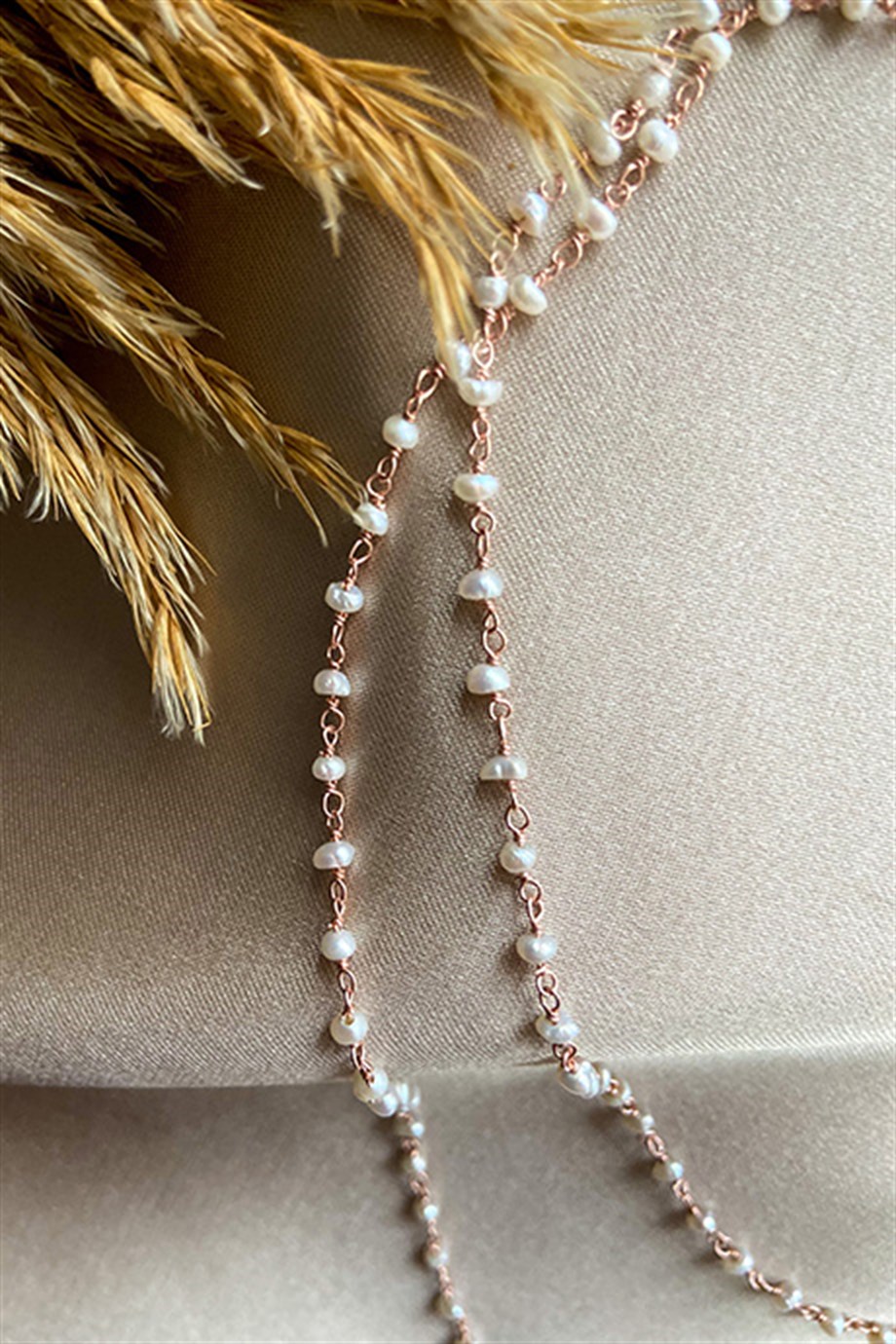 İnci Rose Kaplama Gümüş Rosary Kadın Kolye