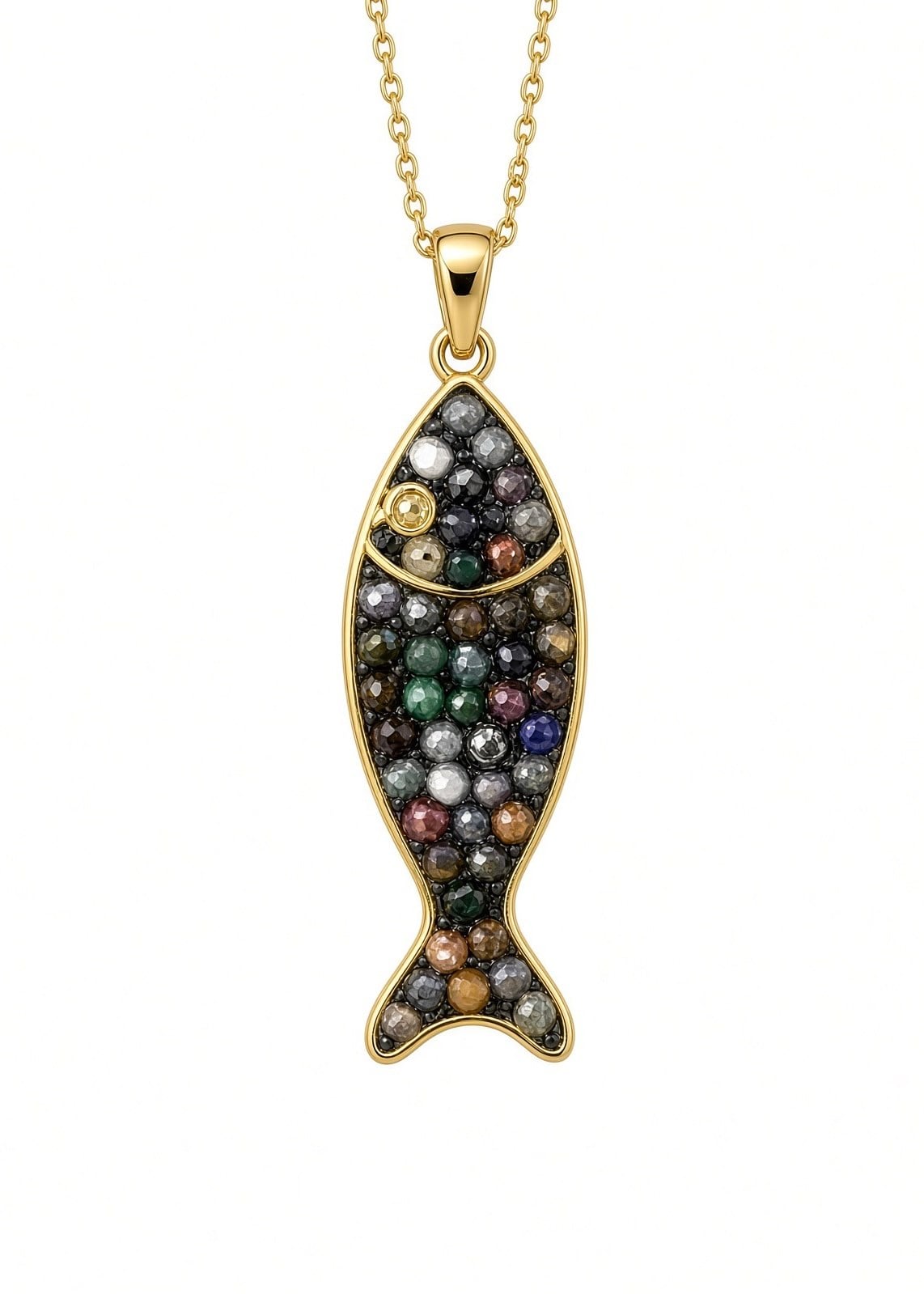 Mix Gemstone Balık Kolye Ucu