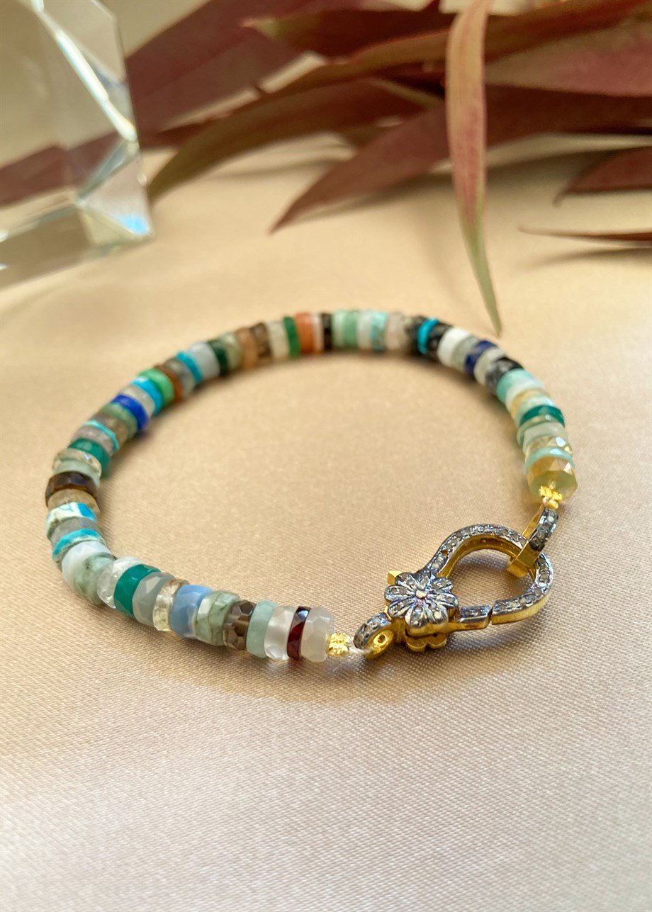Mix Gemstone Ham Elmas Bileklik