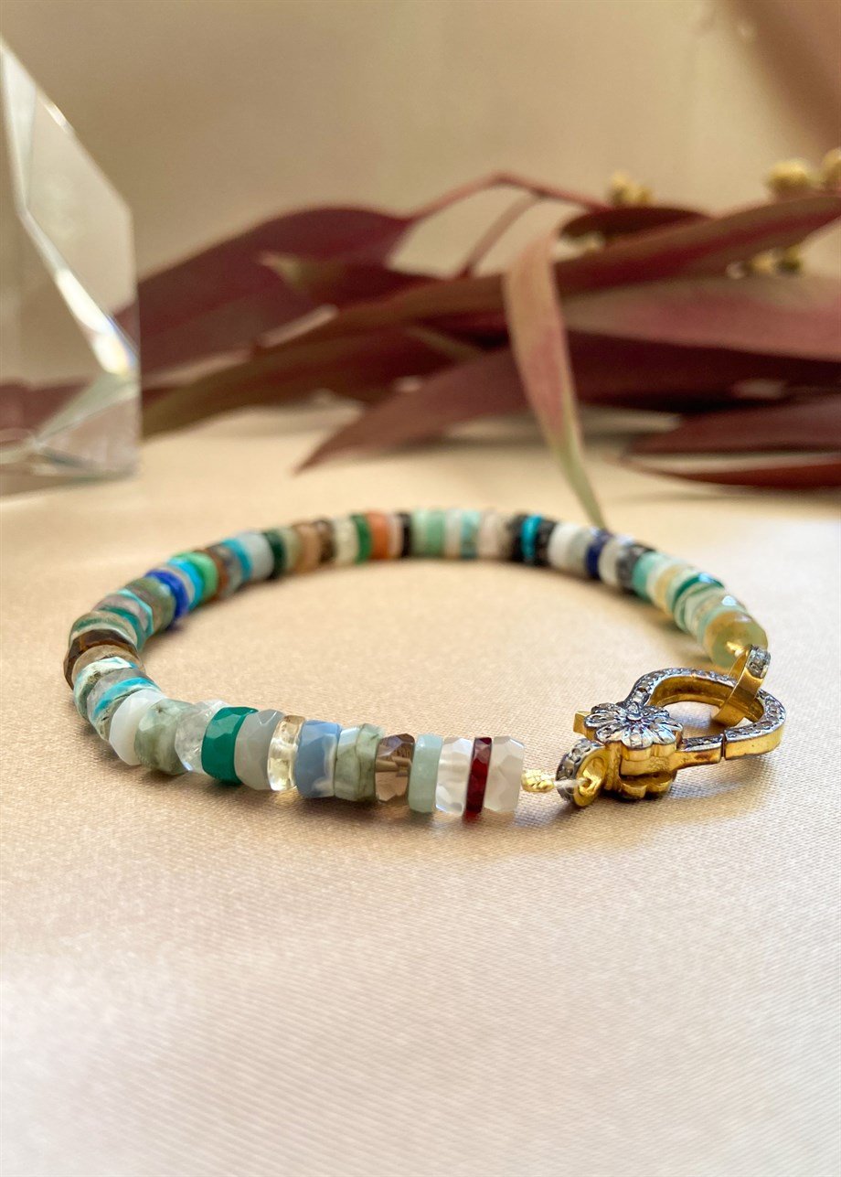 Mix Gemstone Ham Elmas Bileklik