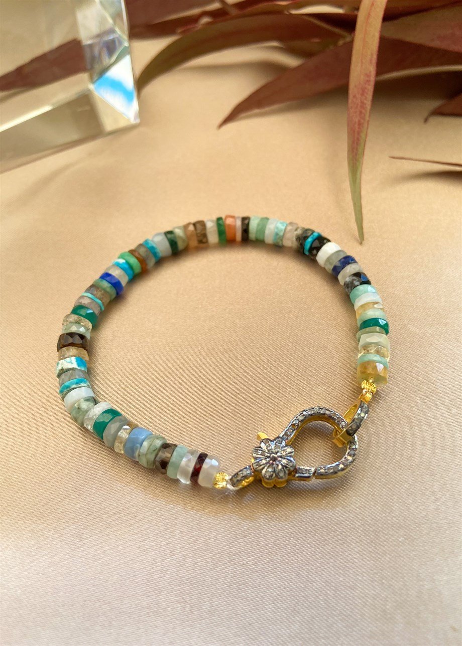 Mix Gemstone Ham Elmas Bileklik