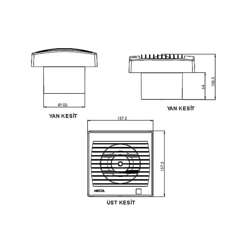 Aircol 100 MP Mekanik Panjurlu Aspiratör