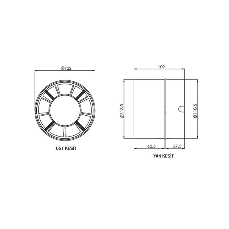 Aircol 120 KT Kanal Tipi Fan