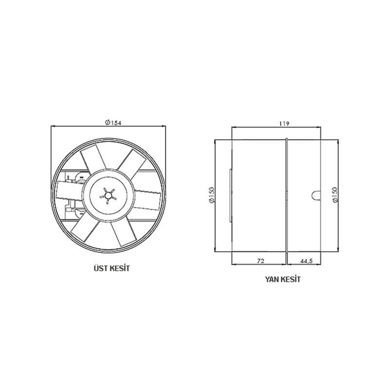 Aircol 150 KT Kanal Tipi Fan