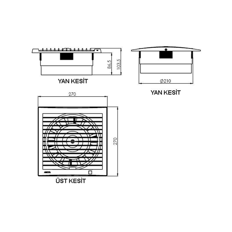 Aircol 200 Siyah Aspiratör