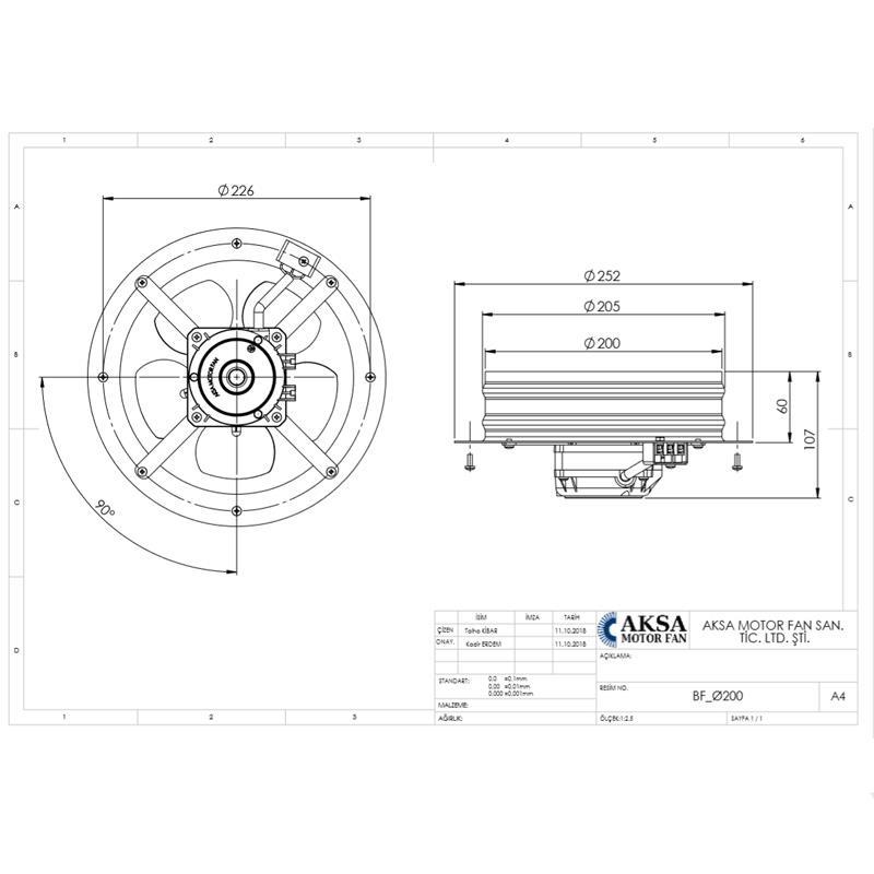 Aircol 200BF Sac Gövdeli Aksiyal Fan