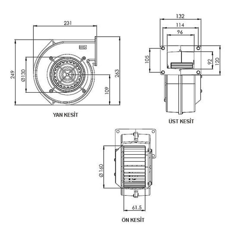 Aircol AKS 160-60 Salyangoz Radyal Fan