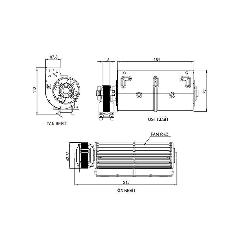 Aircol AKS 680-180 Tanjansiyel Radyal Fan