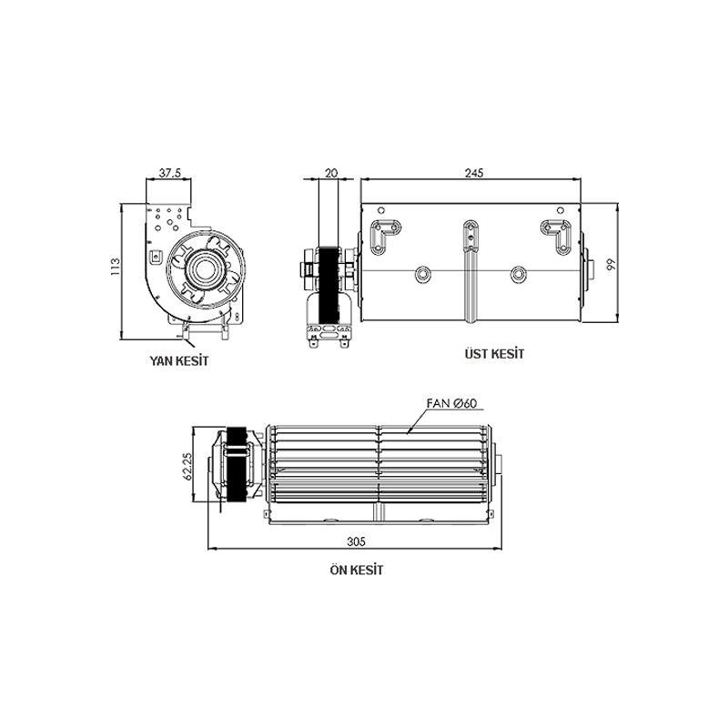 Aircol AKS 680-240 Tanjansiyel Radyal Fan