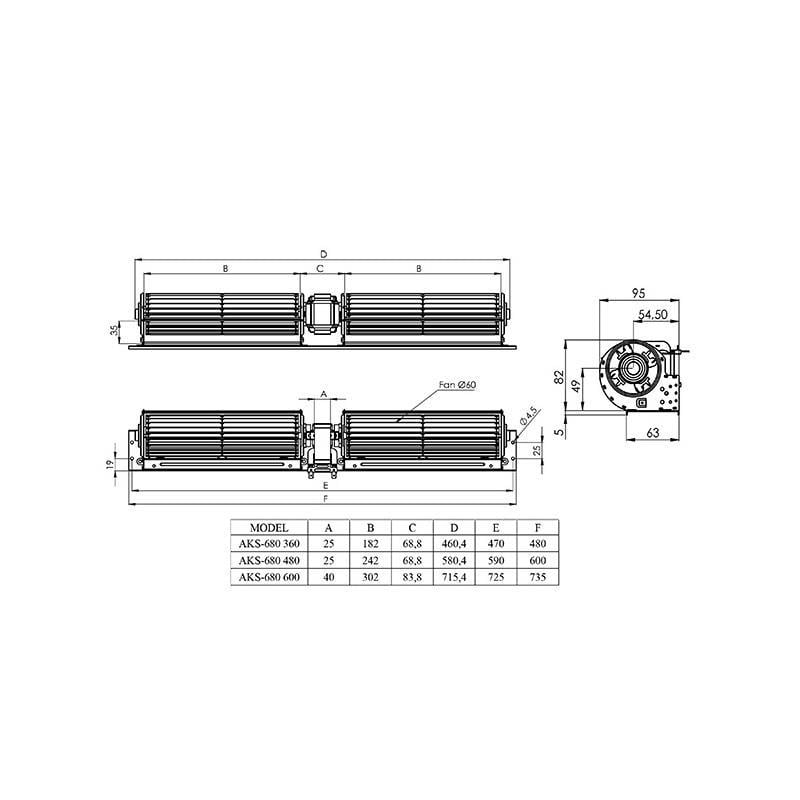 Aircol AKS 680-600 Tanjansiyel Radyal Fan