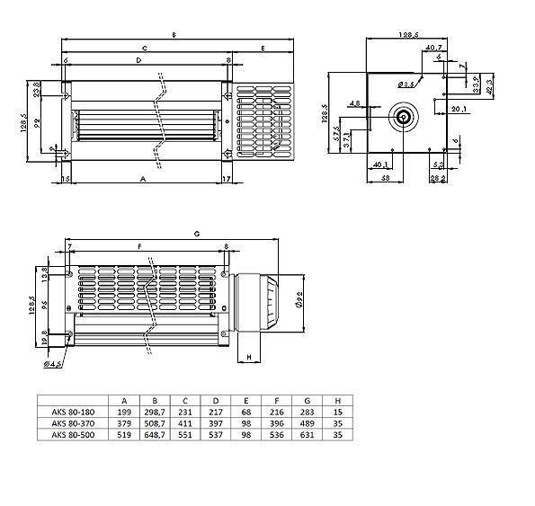 AKS80-500 Tanjansiyel Radyal Fan 1280m³/h