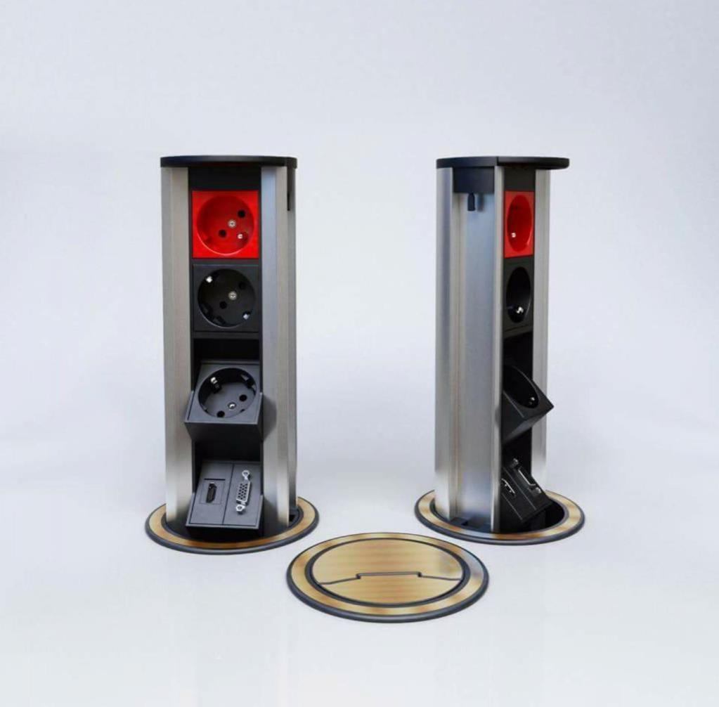 Avf 6 Modül Gömme Silindir Priz Kutusu INOX