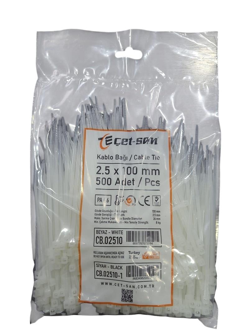 Çetsan 2,5x100 Kablo Bağı 500 adet Beyaz