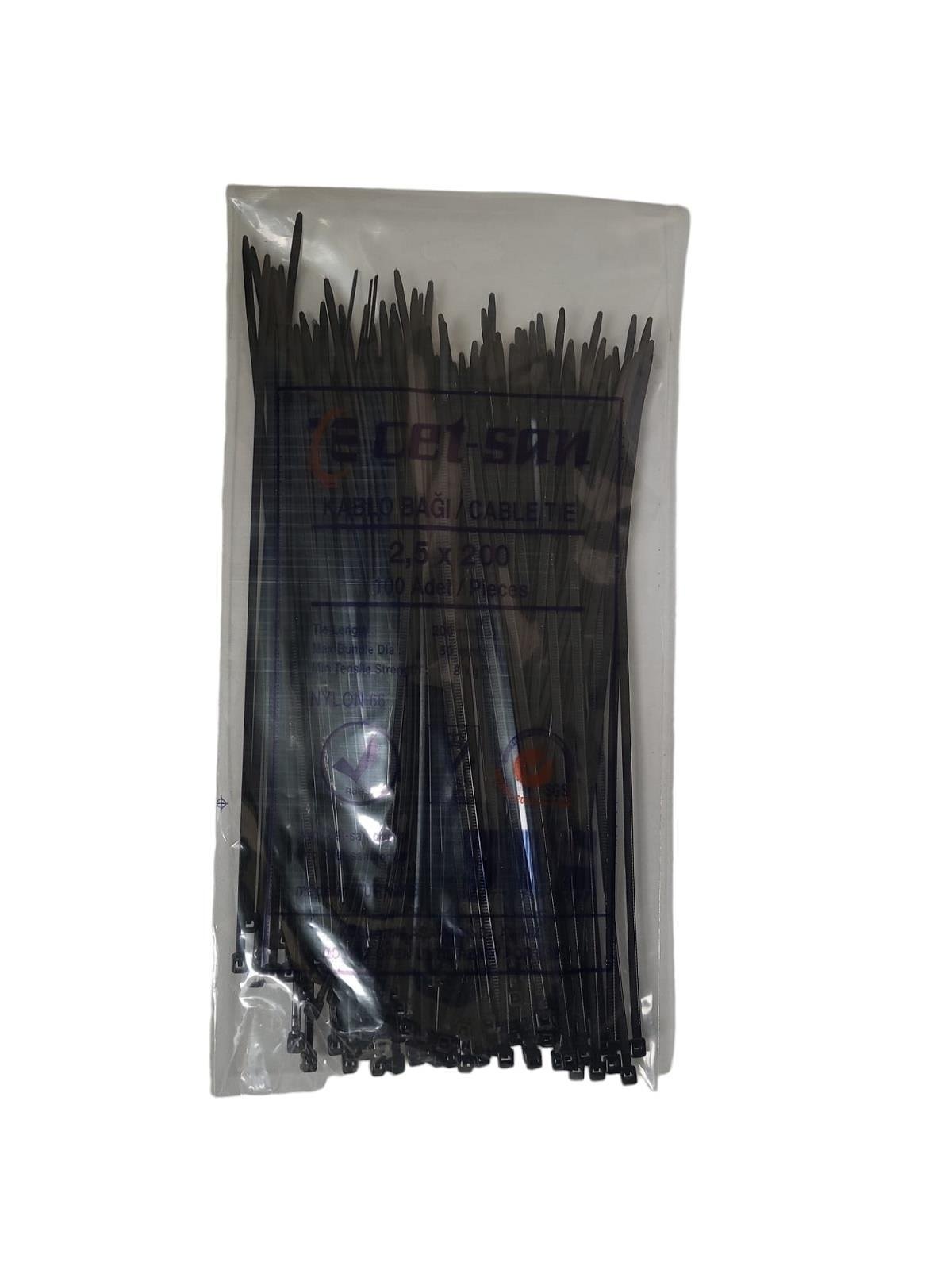 Çetsan 2,5x200 Kablo Bağı 100 adet Siyah
