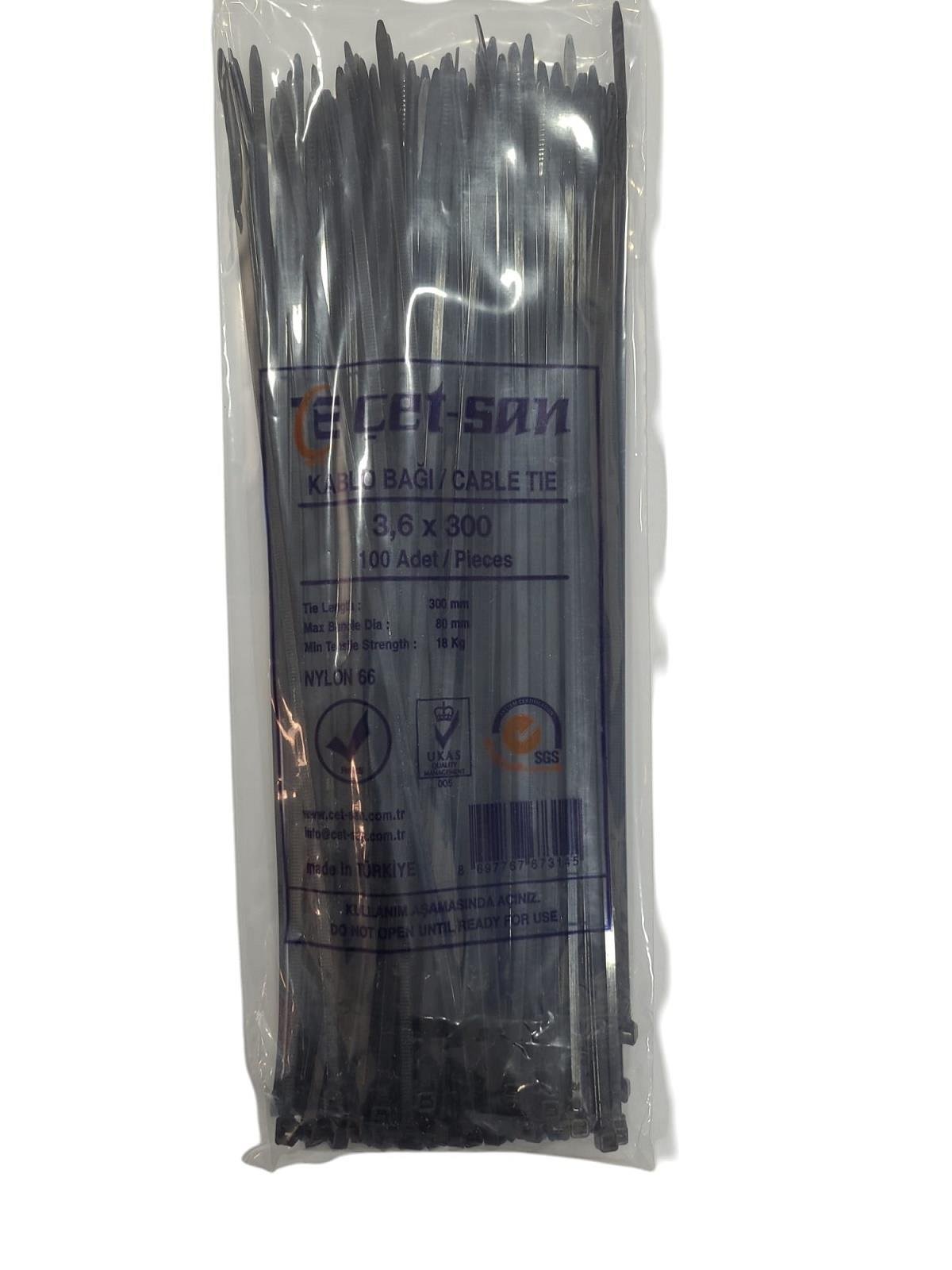 Çetsan 3,6x300 Kablo Bağı Siyah 100 adet