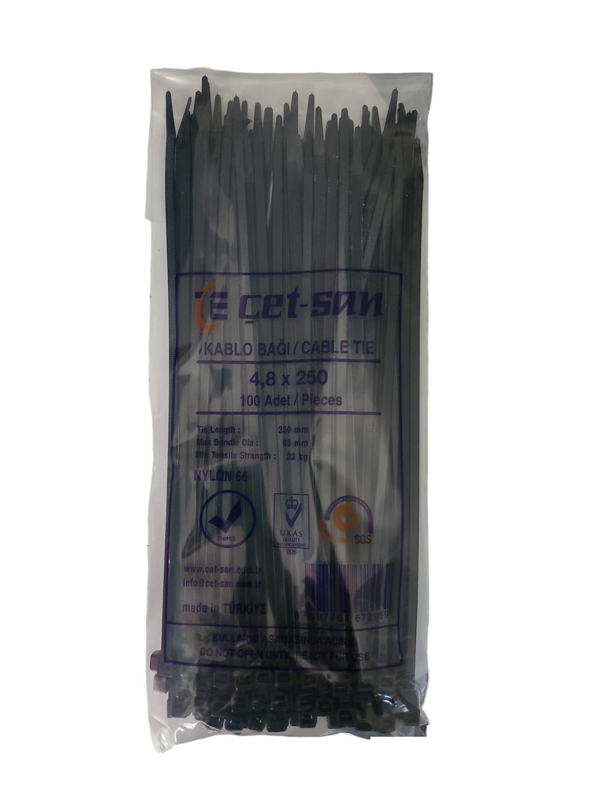Çetsan 4,8x250 Kablo Bağı Siyah 100 adet