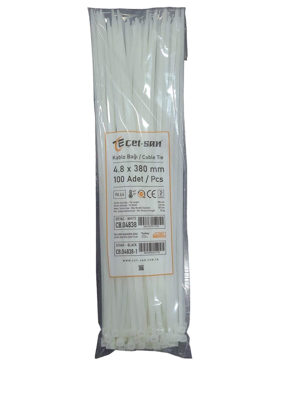 Çetsan 4,8x380 Kablo Bağı Beyaz 100 adet