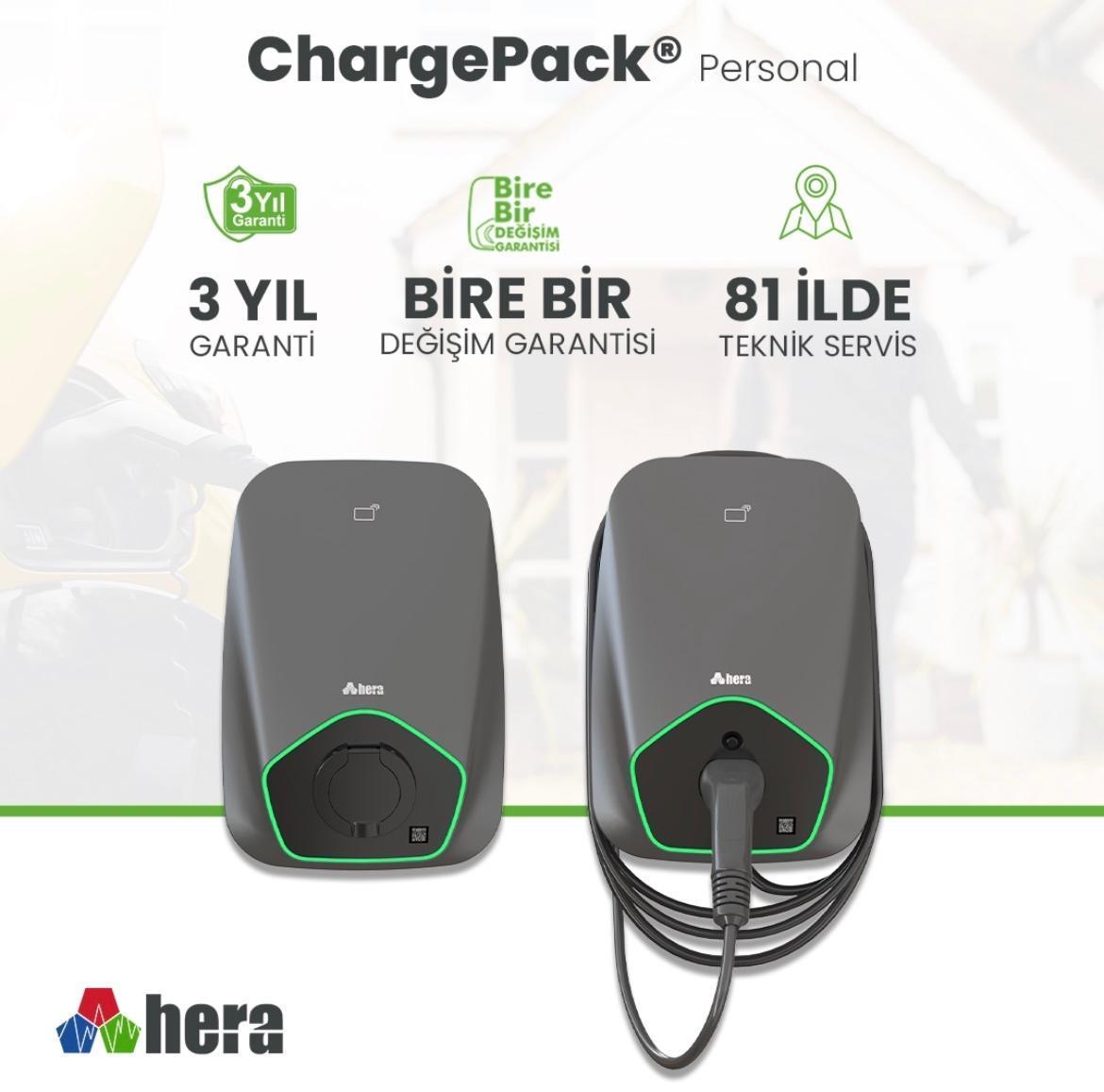 Hera Araç Şarj Cihazı BS31C Type2 Soketli 32A-22KW Trifaze Gri RFID Sistem