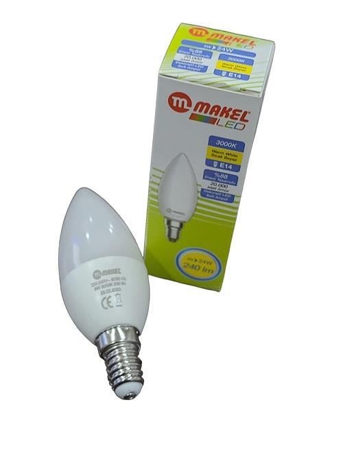 Makel 3W Buji Tipi Ampul E14 Sarı Günışığı 3000K