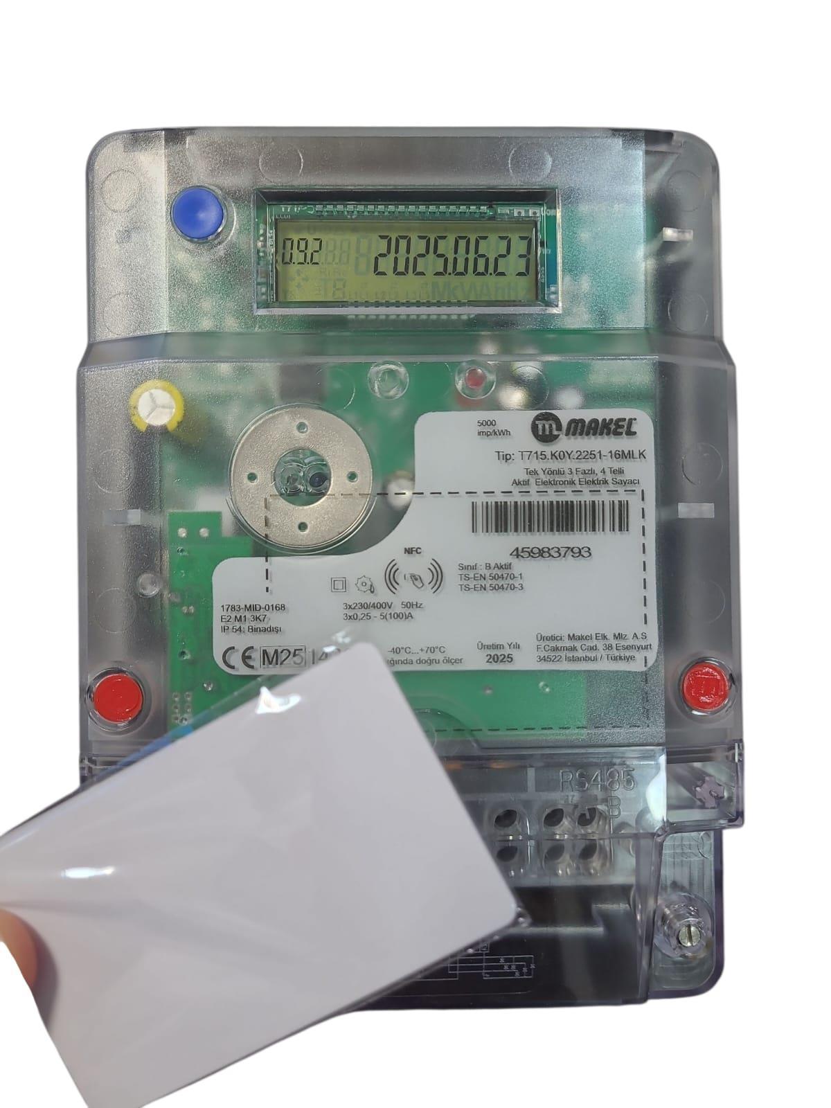 Makel 5/100A Trifaze Ön Ödemeli Sayaç T715KOY.2251-16MLK